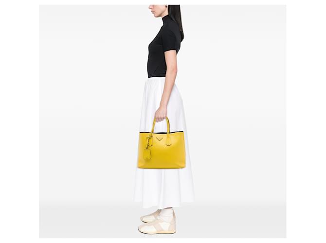 Prada Borsa Double Saffiano Cuir Gialla Medium Giallo - vista 6