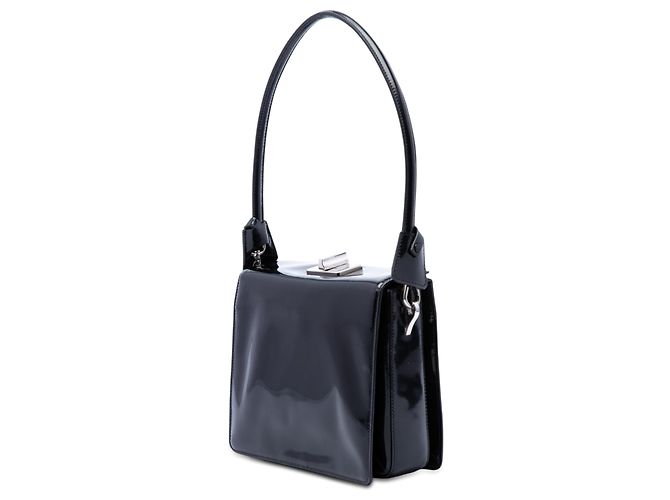 Prada Satchel aus schwarzem Lackleder mit Drehsperre - Ansicht 2