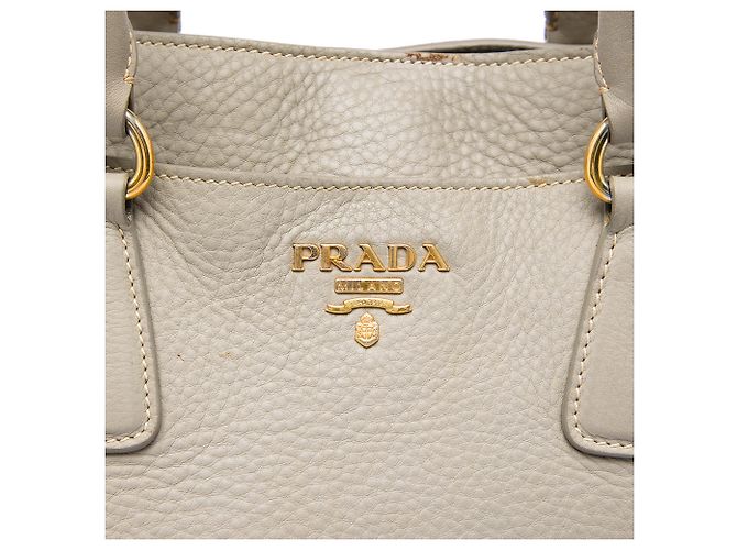Prada Gray Vitello Daino Open Convertible Tote Braun Grau - Ansicht 5
