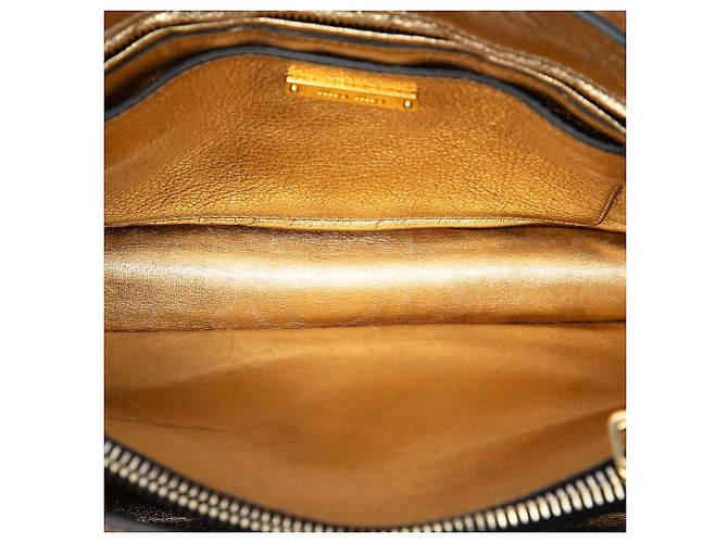 Tote Miu Miu in capra metallizzata oro Madras con chiusura push lock D'oro - vista 4