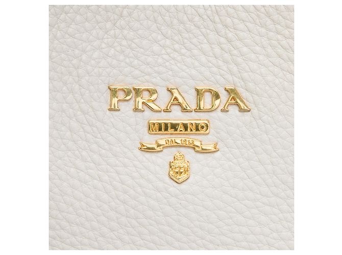 Borsa Tote Convertibile con Zip Prada Gray Vitello Daino Marrone Grigio - vista 5