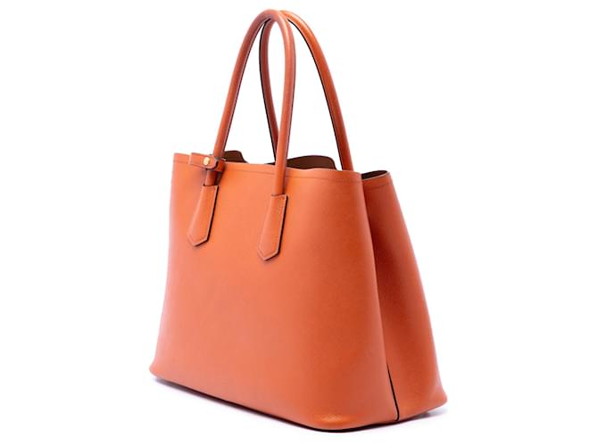 Borsa Prada Orange Medium Saffiano Cuir Double Handle Arancione - vista 2