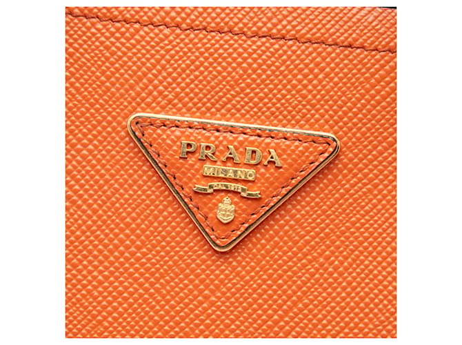 Borsa Prada Orange Medium Saffiano Cuir Double Handle Arancione - vista 5
