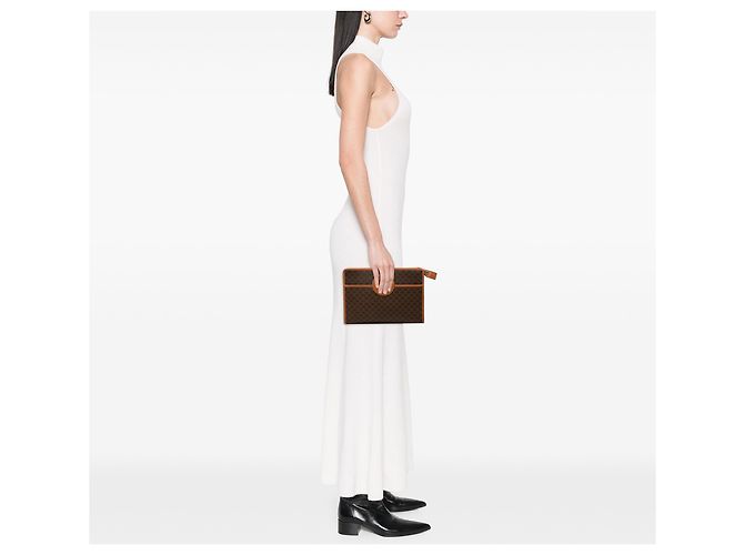 Céline Clutch de lona revestida Celine Marrón Macadam Castaño - vista 6