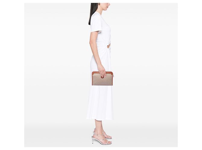 16 Céline Celine Clutch aus beschichteter Canvas Beige Macadam - Ansicht 6