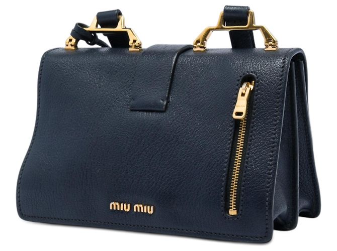 Miu Miu Blue Goatskin Madras Crossbody Blu navy - vista 2