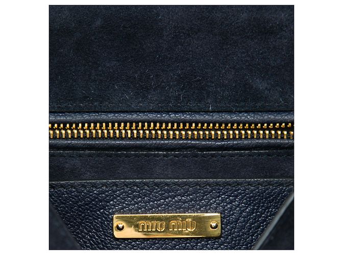 Miu Miu Blue Goatskin Madras Crossbody Blu navy - vista 5