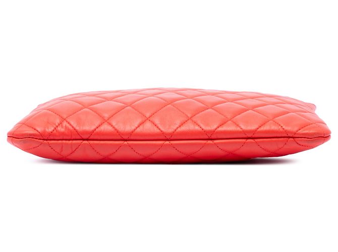 Clutch Chanel Orange Medium Quilted Lambskin O Case Arancione - vista 3