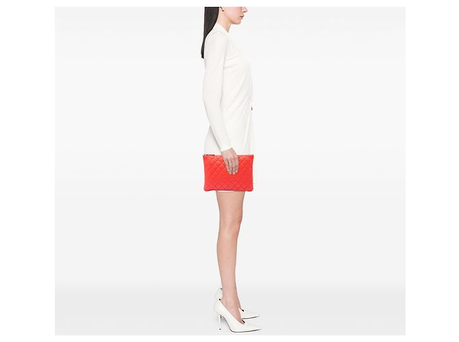 Clutch Chanel Orange Medium Quilted Lambskin O Case Arancione - vista 6