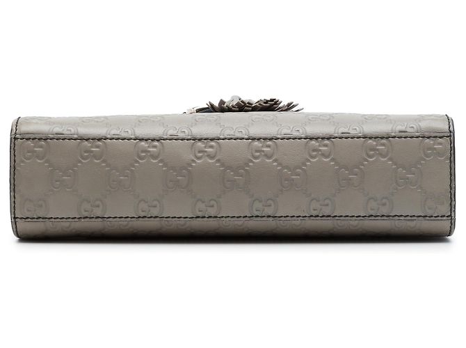 Borsa a Spalla Gucci Gray Small Guccissima Emily Marrone - vista 3