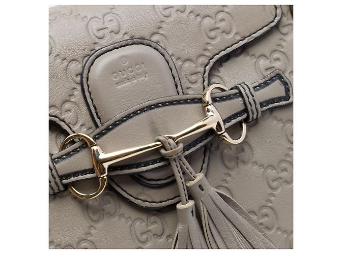 Borsa a Spalla Gucci Gray Small Guccissima Emily Marrone - vista 5