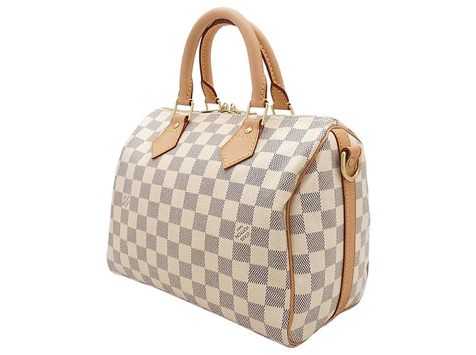 Louis Vuitton White Damier Azur Speedy Bandouliere 25 Bianco - vista 2