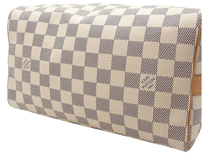 Louis Vuitton White Damier Azur Speedy Bandouliere 25 Bianco - vista 3