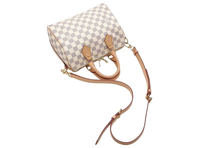 Louis Vuitton White Damier Azur Speedy Bandouliere 25 Bianco - vista 4