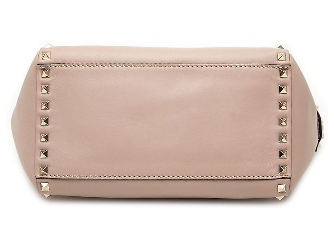 Valentino Brown Small Leather Rockstud Double Handle Tote Braun Fleisch - Ansicht 3