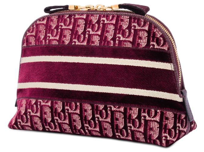 Dior Kosmetiktäschchen aus besticktem Red Oblique Samt Rot Bordeaux - Ansicht 2