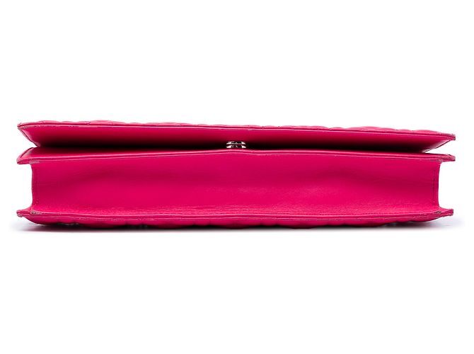Clutch a tracolla convertibile Lady Dior in agnello rosa cannage - vista 3