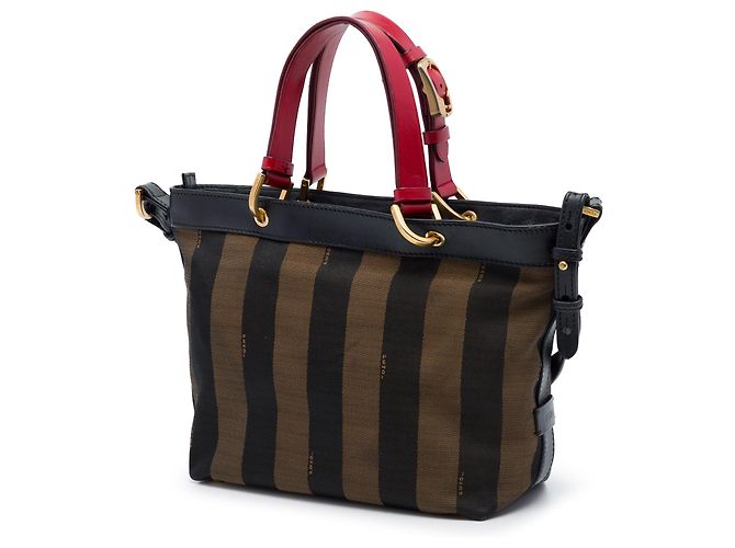 Fendi Brown Canvas Pequin Stripe Satchel - view 2