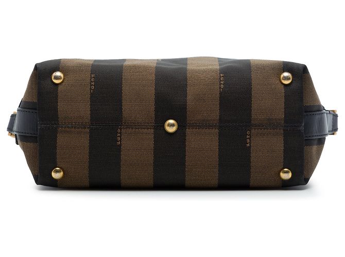 Fendi Brown Canvas Pequin Stripe Satchel - view 3