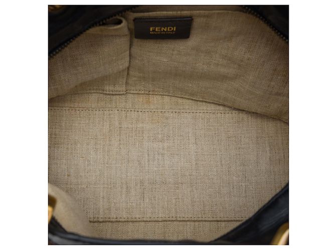 Fendi Brown Canvas Pequin Stripe Satchel - view 4