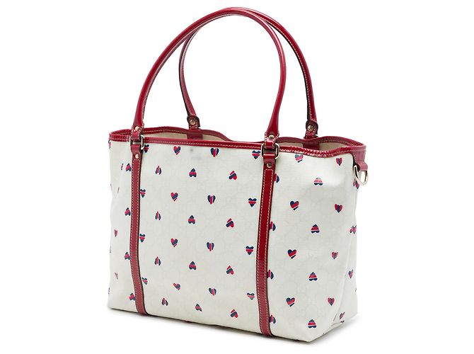 Gucci White Medium GG Supreme Hearts Joy Tote Weiß - Ansicht 2
