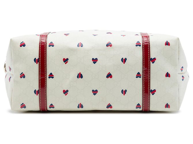 Gucci White Medium GG Supreme Hearts Joy Tote Weiß - Ansicht 3