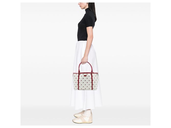 Gucci White Medium GG Supreme Hearts Joy Tote Weiß - Ansicht 6