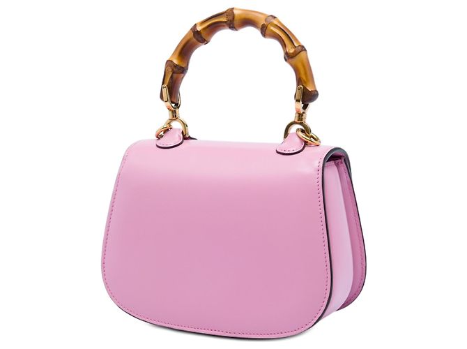 Borsa Gucci Pink Mini Calfskin Web 1947 Bamboo Top Handle in pelle di vitello Rosa - vista 2