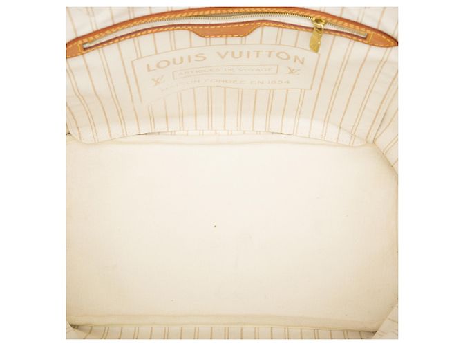 Louis Vuitton White Damier Azur Neverfull MM Bianco - vista 4
