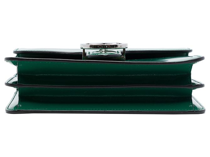 Borsa a tracolla Gucci Green Small Patent Interlocking G Verde - vista 3