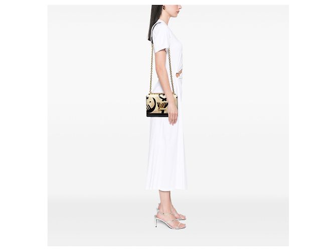 Louis Vuitton Twist MM in pelle di vitello stampata marrone Beige - vista 6