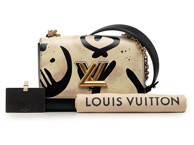Louis Vuitton Twist MM in pelle di vitello stampata marrone Beige - vista 7