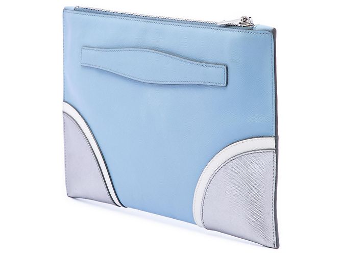 Clutch Prada Blue Tricolor Saffiano Blu chiaro - vista 2