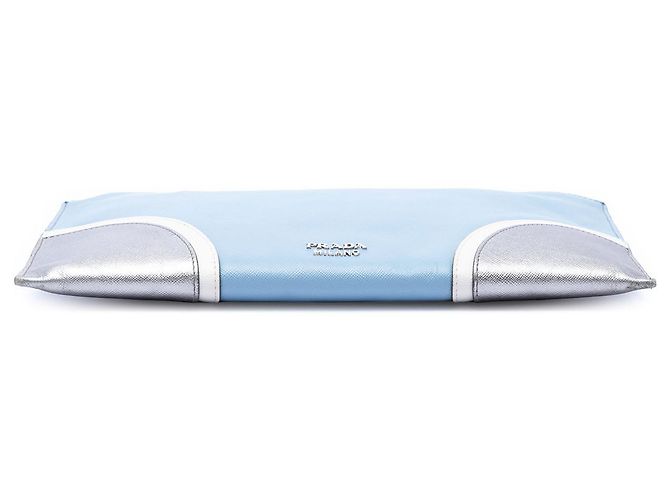 Clutch Prada Blue Tricolor Saffiano Blu chiaro - vista 3