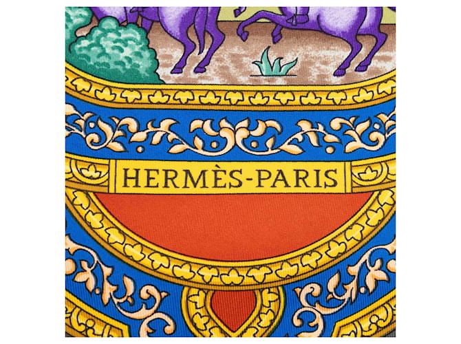 Sciarpa in seta Hermès Gray Qalamdan 90 Marrone - vista 4