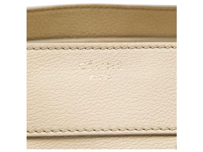 Céline Borsa Tote Luggage in pelle di vitello martellata beige Mini Celine - vista 5