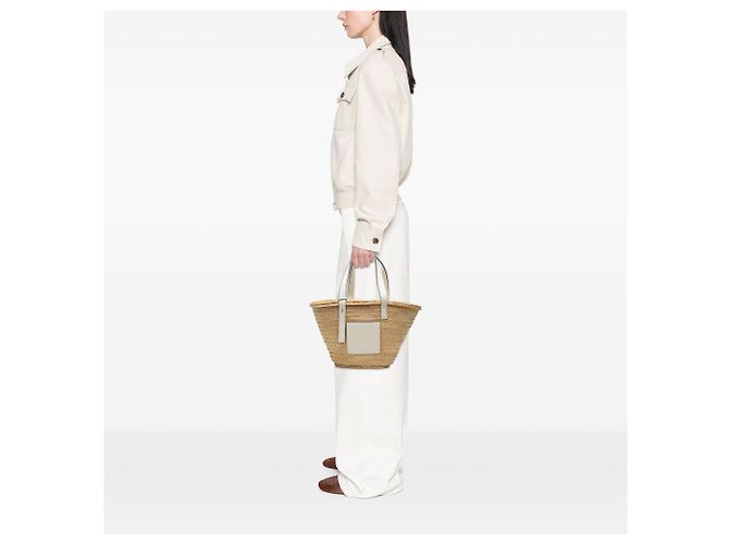 Borsa Tote LOEWE Beige Medium Raffia Anagram Basket - vista 6
