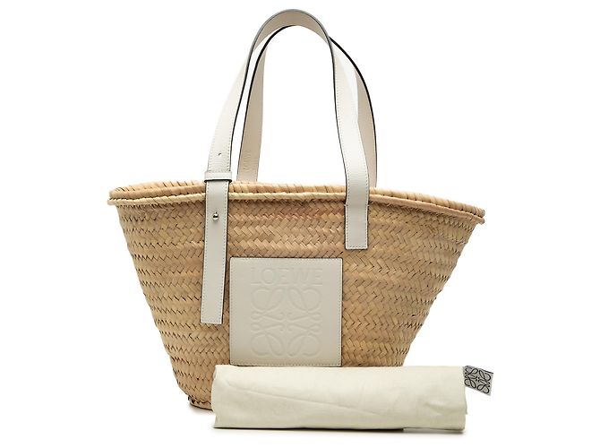 Borsa Tote LOEWE Beige Medium Raffia Anagram Basket - vista 7