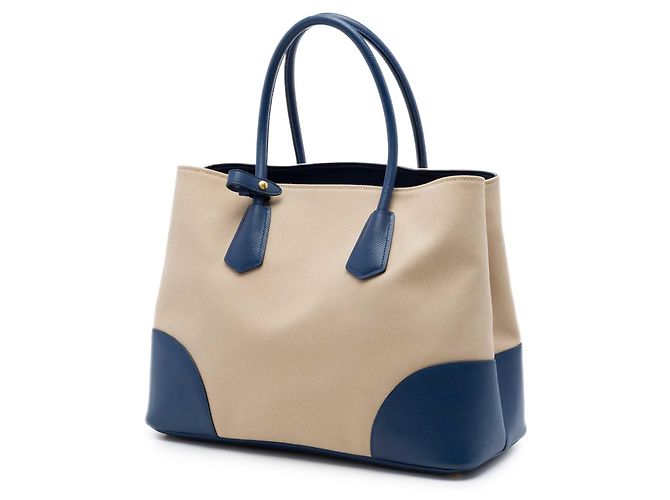 Borsa Doppia Prada Beige Large Canapa e Saffiano - vista 2