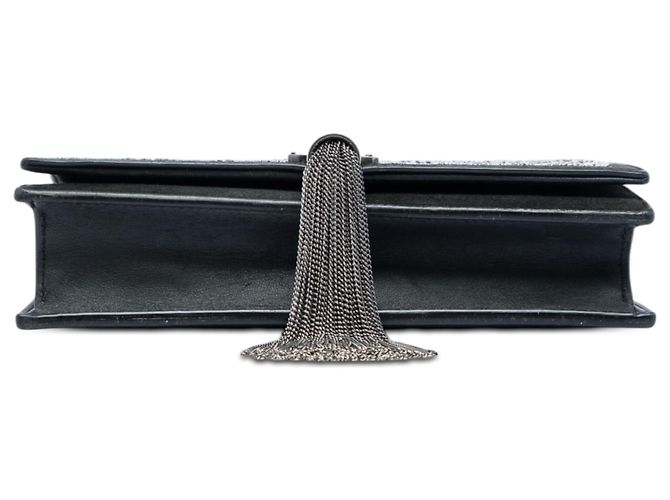 Portafoglio con catena Kate in scamosciato nero con perline e monogramma Saint Laurent - vista 3