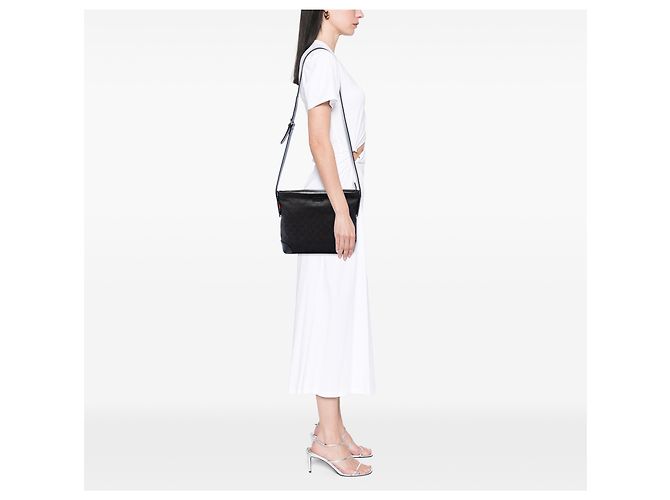 Borsa a tracolla Gucci Black GG Canvas Web Nero - vista 6