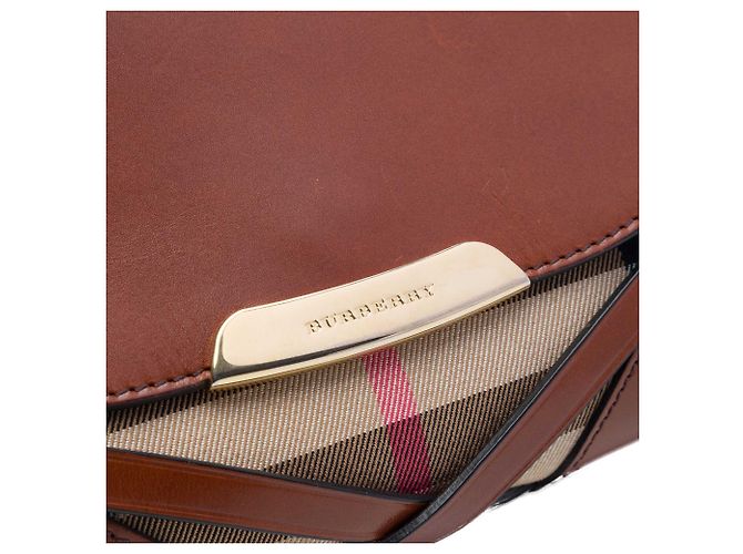 Borsa a tracolla Abbott in pelle marrone e tela House Check di Burberry - vista 5