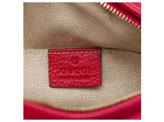 Gucci Red Mini Pebbled Calfskin Soho Chain Crossbody Vermelho - vista 5