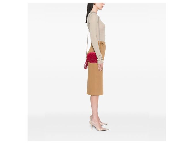 Gucci Red Mini Pebbled Calfskin Soho Chain Crossbody Vermelho - vista 6