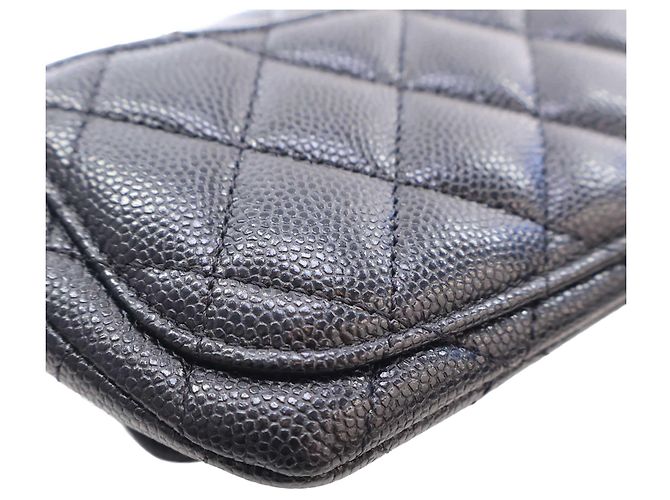 Astuccio per occhiali Chanel Black CC Quilted Caviar con catena Nero - vista 10
