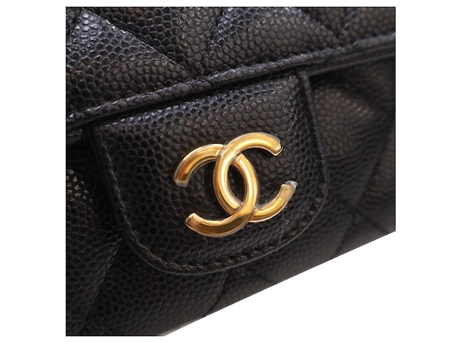 Astuccio per occhiali Chanel Black CC Quilted Caviar con catena Nero - vista 11