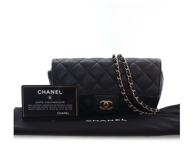 Astuccio per occhiali Chanel Black CC Quilted Caviar con catena Nero - vista 14
