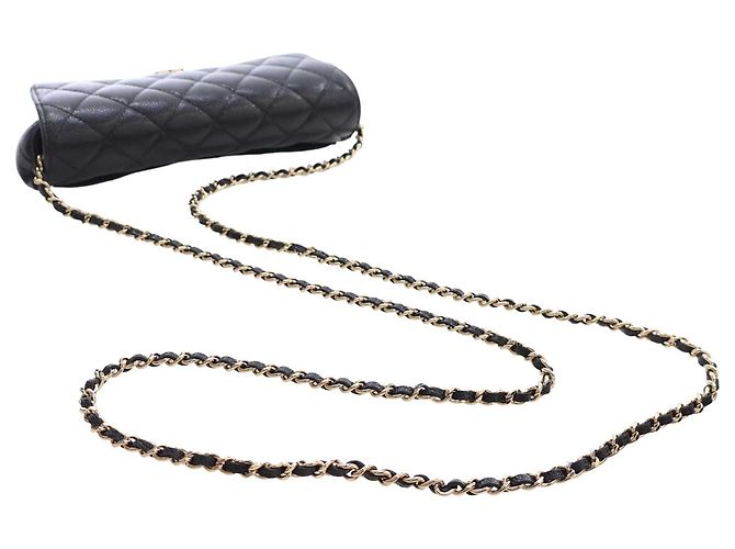 Astuccio per occhiali Chanel Black CC Quilted Caviar con catena Nero - vista 15