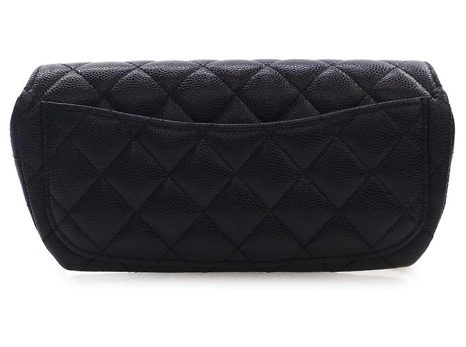Astuccio per occhiali Chanel Black CC Quilted Caviar con catena Nero - vista 4