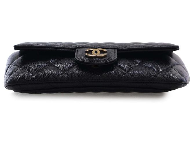 Astuccio per occhiali Chanel Black CC Quilted Caviar con catena Nero - vista 5